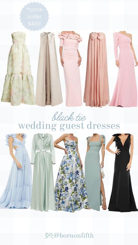 Wedding guest this spring or summer? Shop floral wedding guest dresses, chic accessories, and elegant wedding shoes in our wedding guest boutique — perfect for the grandmillennial gal with black tie weddings on the calendar all season long! French Wedding Dress Guest, Formal Floral Dress Long, Black Tie Garden Wedding Attire, Black Tie Wedding Summer, Black Tie Summer Wedding Guest Dress, Black Tie Garden Wedding Guest Dress, Formal Wedding Guest Dress Spring 2024, Early Spring Wedding Guest Dress, Black Tie Optional Wedding Guest Attire