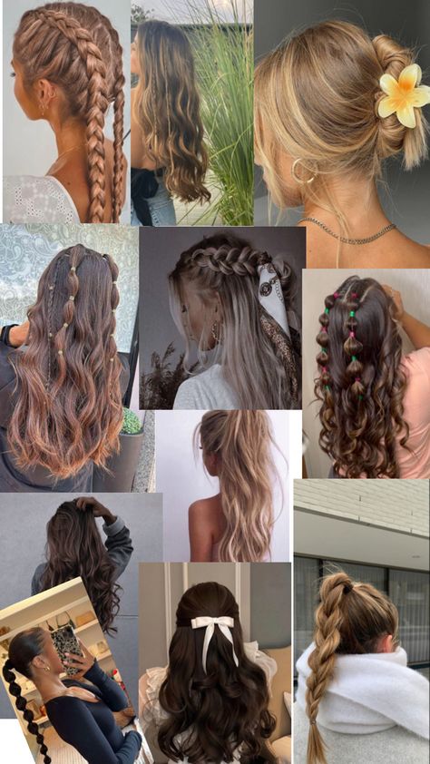 Boat Day Hairstyles Curly Hair, Hair Styles For Long And Thick Hair, Haïr Style For Long Hair In Summer, Summer Hairstyles Brunette, Luau Hairstyles, Simple Casual Hairstyles, Greece Hairstyles, Simple Summer Hairstyles, Hair Inspo Summer