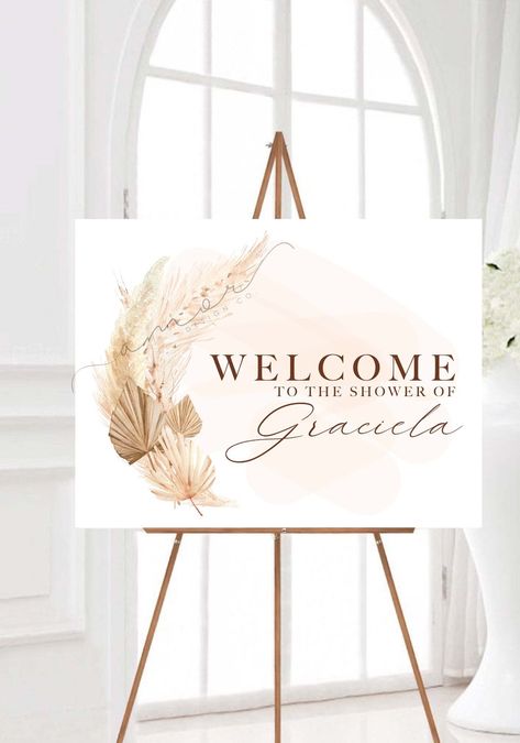 Pampas Baby Shower Welcome Sign Boho Welcome Sign Bohemian | Etsy Baby Shower Welcome Board, Boho Welcome Sign, Birthday Deco, Baby Birthday Invitations, Bohemian Baby Shower, Baby Shower Labels, Bohemian Rainbow, Disney Baby Shower, Dried Florals