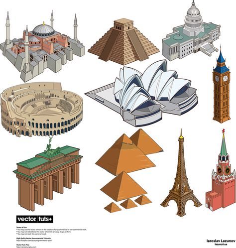 Famous Landmarks Vector #AD , #Ad, #spon, #Vector, #Landmarks, #Famous Map Ideas, History Facts Interesting, Architecture Landmark, Famous Buildings, Historical Design, Reference Pictures, Cartoon Coloring Pages, Famous Landmarks, Free Vector Graphics