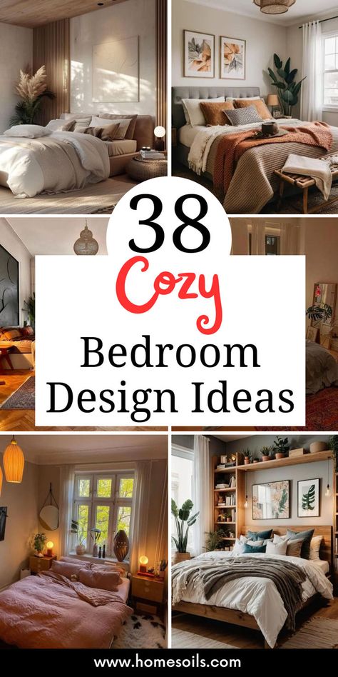 Discover 38 cozy bedroom design ideas that create a warm and inviting atmosphere! Perfect for relaxation and comfort—visit our site for inspiring decor tips! 🛏️✨🕯️ Styles Of Bedroom Decor, Bedroom Ideas Cozy Comfy, Bedroom For 23 Year Old Woman, Bedroom With No Curtains, Small Bedroom Ideas Cozy Relaxing, Cozy Home Interior Bedroom, Bedroom Decor Inspirations Cozy, Cozy Big Bedroom Ideas, Character Bedroom Ideas