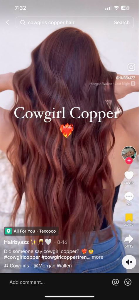 Cowgirl Copper Hair Color, Cowgirl Hair Color, Cowgirl Cooper, Copper Cowgirl Hair, Cowgirl Copper Hair Formula, Cowboy Cooper, Fall Hair Color Balayage, Cowgirl Red Hair, Dimensional Red Hair Copper