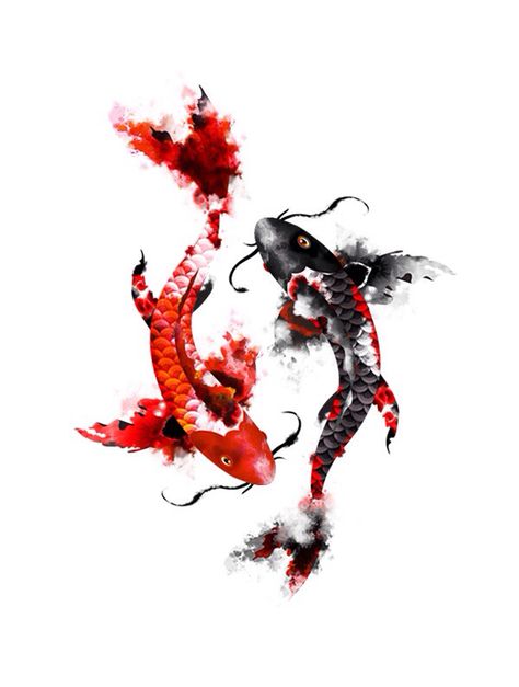 Red and black  tattoo Karp Koi, Tato Ikan Koi, Pisces Tattoo Designs, Tato Dengan Makna, Pisces Tattoos, Ikan Koi, Koi Art, Koi Tattoo, Koi Fish Tattoo