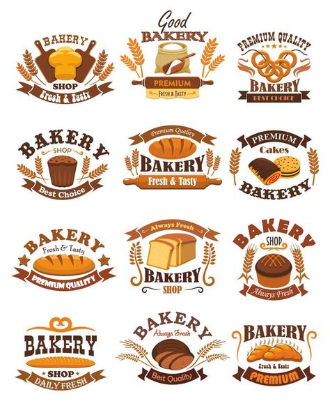 Bakery shop bread vector isolated signs emblems Bakery Logo Inspiration, Bakery Signs, Bread Vector, Bakery Logos, Vintage Bakery, Cute Bakery, Bakery Sign, Baker Shop, Vector Line Art