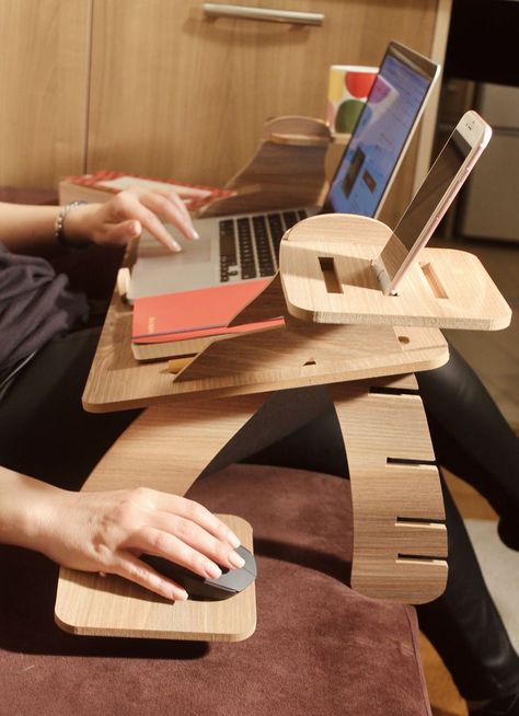 With our adjustable, ergonomic wooden laptop stand, you can easily work wherever you want! Adjustable Wooden Laptop Stand, Laptop Stand Wood, Wooden Laptop Stand, Flat Pack Furniture, Phone Stands, Lap Desk, Laptop Stand, Wooden Stand, Flat Pack