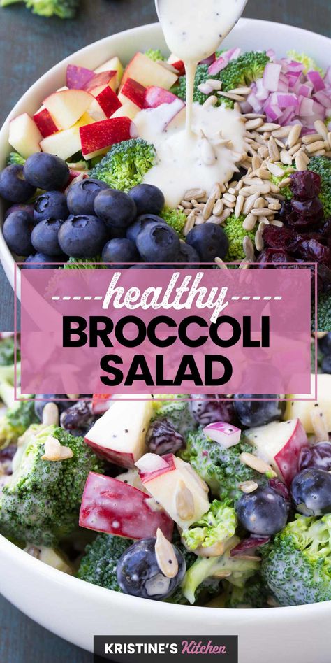 Salad Taco, Salad Macaroni, Healthy Broccoli Salad, Salad Kale, Healthy Broccoli, Salad Buah, Broccoli Salad Recipe, Fresh Salad Recipes, Salad Pasta