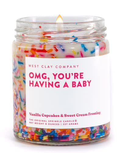 Sprinkle Candle, Sprinkles Candle, Nontoxic Candles, Cake Scented Candles, Engagement Candle, Unique Hostess Gifts, Candle Quotes, Cake Buttercream, Vanilla Scented Candles