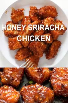 Baked Honey Sriracha Chicken, Chicken Chinese, Honey Sriracha Chicken, Chinese Chicken Recipes, Chinese Food Recipes, Sriracha Chicken, Quick Chicken, Chicken Dishes Recipes, Healthy Chicken Recipes