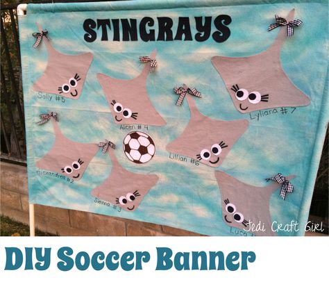 diy soccer banner Soccer Banner Ideas, Soccer Team Banners, Kids Soccer Team, Girls Soccer Team, Sports Team Banners, Soccer Banner, Flag Diy, Team Banner, Sport Banner