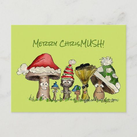 Mushrooms Cartoon, Christmas Mushrooms, Watercolor Whimsy, Christmas Mushroom, Mushroom Caps, Small Mushroom, Cartoon Mushroom, Diy Christmas Paintings, Mushroom Wallpaper