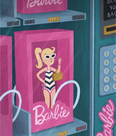 Barbie Vending Machine, Wonder Woman Shirt, Barbie Box, Woman Shirt, Illustration Art Drawing, Pinturas Disney, Pink Wallpaper Iphone, Barbie Movies, Vending Machine