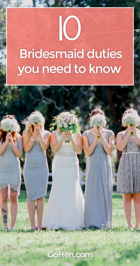 Here at GoHen, we've come up with the definitive bridesmaid duties checklist, so you know exactly what's expected of you.  #bridesmaidduties #bridesmaid #bridesmaiddutieschecklist #bridesmaiddutiesideas #bridesmaiddutyideas #wedding #weddingideas #maidofhonour #weddinginspiration Bridesmaids Duties Wedding Day, Jobs For Bridesmaids Day Of, Bridesmaid Assignments, Bridesmaid Duties Checklist, Bridesmaid Checklist, Bridesmaids Essentials, Engagement Advice, Zelda Wedding, 2nd Wedding Dresses