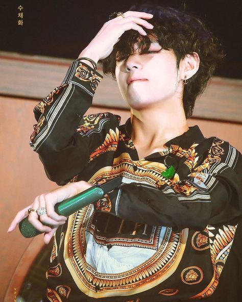 taehyung wearing this thousand-dollar silk versace shirt with the letters "KITH" printed across the front is a whole kink, TELL ME NOT V Bta, Magic Shop, Daegu, V Taehyung, Record Producer, Bts V, Bts Taehyung, Jung Hoseok, Korean Singer