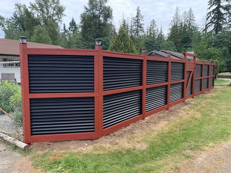 The Ultimate Guide for Corrugated Metal Fence Panels – BarrierBoss™ Metal Privacy Fence Ideas, Corrugated Metal Privacy Fence, Vinyl Fence Landscaping, Metal Privacy Fence, Corrugated Metal Fence, Metal Fences, Corrugated Metal Siding, Privacy Fence Ideas, White Vinyl Fence