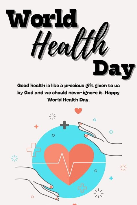 World Health Day! World Health Day Quotes, World Health Day Theme, Healthy Food Activities For Preschool, April Month, Welcome To Class, Facebook Ads Manager, Easter Messages, Health Disease, Food Activities