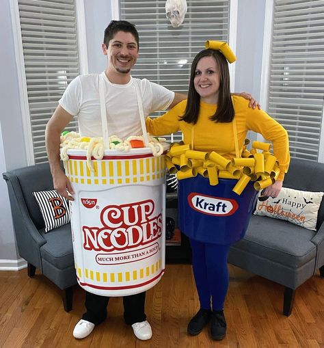 Max And Cheese Costume, Diy Teacher Costumes Halloween, Kraft Dinner Costume, Cup Of Noodles Costume, Ramen Noodle Costume, Mac And Cheese Costume, 2024 Costumes, Costumes Homemade, Halloween Theme Preschool