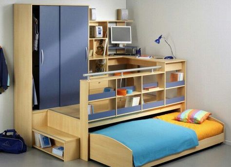 podium Small Kids Room, Modern Murphy Beds, Murphy Bed Plans, Room Hacks, Space Bedding, Kids Room Furniture, Kids Bunk Beds, Small Kids, Bilik Tidur