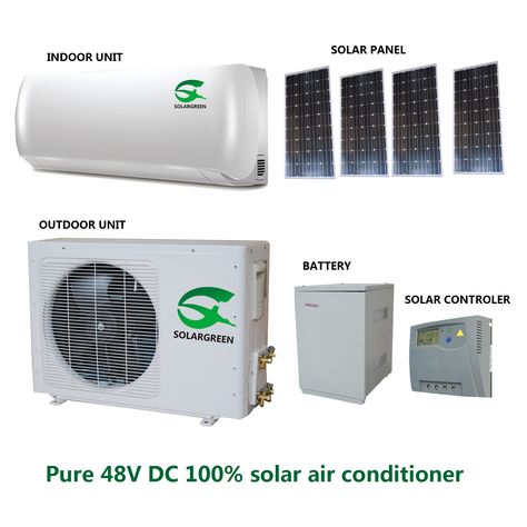 Solar Powered Air Conditioner, Solar Refrigerator, Solar Air Conditioner, Diy Solar Power System, Solar Ac, Small Wind Turbine, Split System Air Conditioner, Solar Windows, Solar Fan