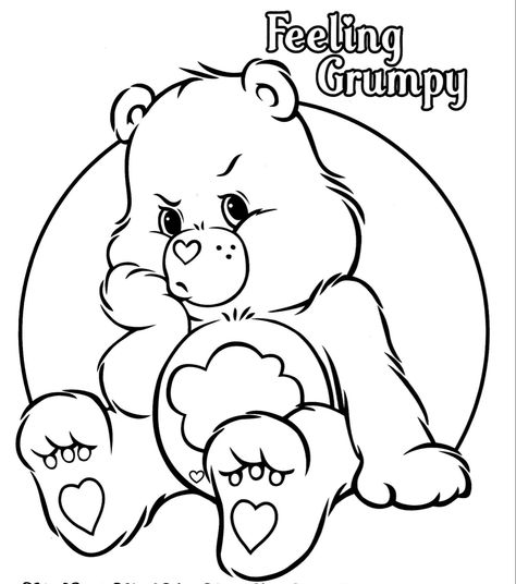 Bears Coloring Pages, Grumpy Care Bear, Care Bear Tattoos, Grumpy Bear, Baby Coloring Pages, Adult Colouring Printables, Bear Animal, Bear Coloring Pages, Bear Bear