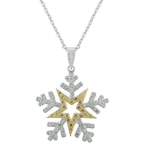 Whether it be on trusty cardigans or ethereal scarves adorn your wardrobe with this festive Two-Toned Snowflake Pendant for that unexpected splash of holiday glamour. Our two-tone and tri-tone process use 18k gold that electroplated coating the item with heavy layers of 18k yellow gold giving it that 14k hamiliton gold polished look. The silver tone is achieved by applying a heavy coating of genuine rhodium to the item giving is a lustrous silver tone high polish. Base Metal: Lead Free Alloy (br Heavy Layers, Necklace Chain Types, Snowflake Necklace, Snowflake Pendant, Peridot Green, Gold Bond, Cz Pendant, Fashion Jewelry Necklaces, Chains Necklace