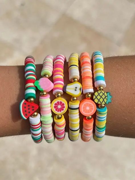 26 Stunning Clay Bead Bracelet Ideas to Elevate Your Style Cute Bracelet Clay Bead Idea, Bracelets Clay Ideas, Cute Clay Bead Jewelry Ideas, Clay Need Bracelets, Bracket Clay Beads, Cute Clay Beaded Bracelets, Aesthetic Clay Bracelet Ideas, Clay Charm Bracelet Ideas, Diy Clay Bracelet Ideas