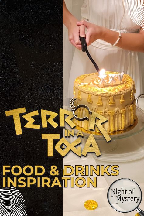 Put your Terror in a Toga mystery party over the top by offering amazing choices for food and drink for your toga-clad guests. Offer them Greek salads, vino, fresh fruits, or charcuterie, just as some examples! Find more ideas here! #NightOfMystery #HalloweenMurderMystery #TerrorInAToga #MurderMystery #MurderMysteryParty #MysteryParty #MurderMysteryDinnerParty #MysteryParties #MurderMysteryParties Toga Party Drinks, Toga Party Food Ideas, Toga Party Decor, Toga Party Ideas, Toga Party Decorations, Greek Salads, Mystery Party Game, Mystery Parties, Toga Party