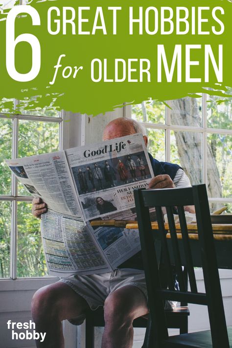 As you get older, it is important to have hobbies and activities to keep you active and engaged! Check out our list of 6 great hobbies for (older) men...  #freshhobby #hobbies #retirement #newhobby #freetime #pastime #oldermen #retirementhobbies Retirement Hobby Ideas, Senior Men Activities, Hobbies For Seniors Citizens, Activities For Senior Men, Hobbies For Men At Home, Men Hobbies Ideas, Men’s Hobbies, Hobbies For Retired Women, Mens Hobbies