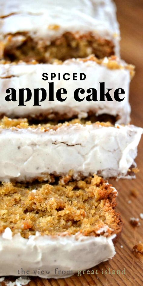 Spiced Apple Loaf Cake, Spiced Apple Dessert, Apple Spice Loaf Cake, Apple Spice Loaf Bread, Apple Butter Loaf Cake, Spice Cake Loaf Recipes, Apple Recipes Baking, Fall Apple Cake Recipes, Spiced Loaf Cake