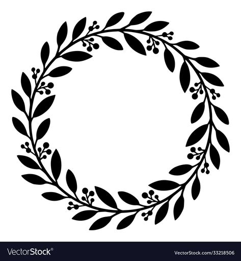 Line Vector Illustration, Round Design Art, How To Draw A Wreath, Radha Naam, Round Floral Design, Flower Wreath Svg, Plant Frame, Wreath Vector, Doodle Heart