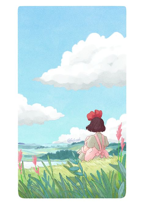 Kikis Delivery Service Art, Studio Ghibli Fanart, Whimsical Art Journal, Watercolor Paintings Nature, Kiki's Delivery Service, Drawing Wallpaper, Indie Art, Book Illustration Art, Studio Ghibli Art