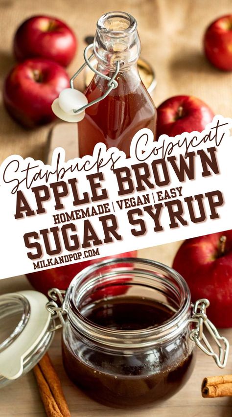 Apple Brown Sugar Syrup. Apple Crisp Syrup For Coffee, Recipes With Apple Juice, Apple Simple Syrup, Brown Sugar Syrup Recipe, Apple Brown Sugar Syrup, Apple Syrup Recipe, Sugar Syrup Recipe, Sugar Free Apple Crisp, Delicious Apple Crisp