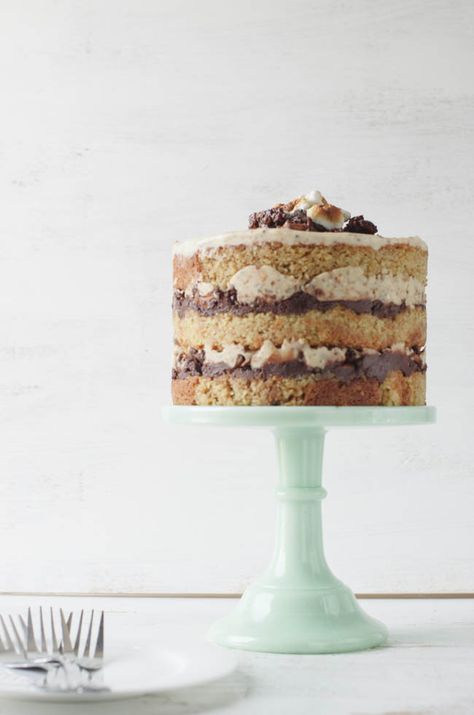 Momofuku Inspired Chocolate Stout, Pretzel, and Marshmallow Cake | The Cake Merchant Pretzel Cake, Momofuku Cake, Momofuku Recipes, Marshmallow Cake, Christina Tosi, Salted Pretzel, Smores Cake, Marshmallow Frosting, Malted Milk