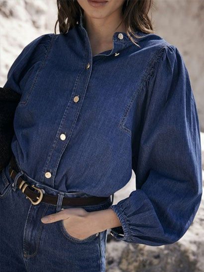 Coach Velvet Puff Sleeve, Velvet Clothing, Velvet Clothes, Millinery Hats, Puff Long Sleeves, Denim Blouse, Jeans Jacket, Lauren By Ralph Lauren, Blouse Material