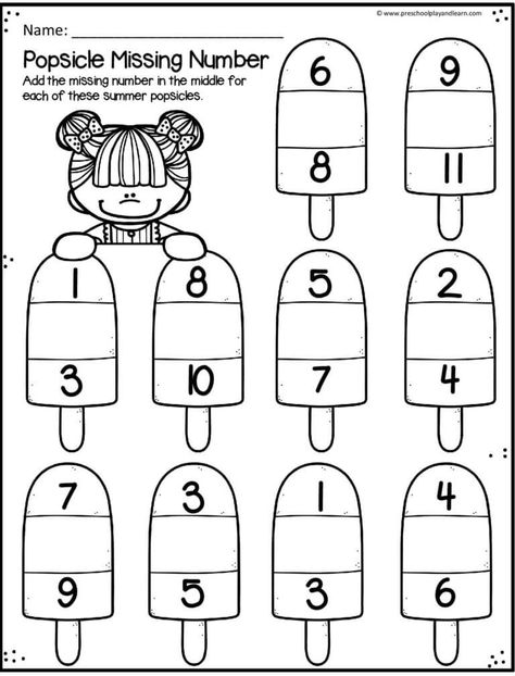 Summer Math Worksheets, Number Worksheets Kindergarten, Maternelle Grande Section, Number Worksheet, Kindergarten Math Worksheets Free, Summer Worksheets, Summer Math, Preschool Math Worksheets, Kids Worksheets Preschool