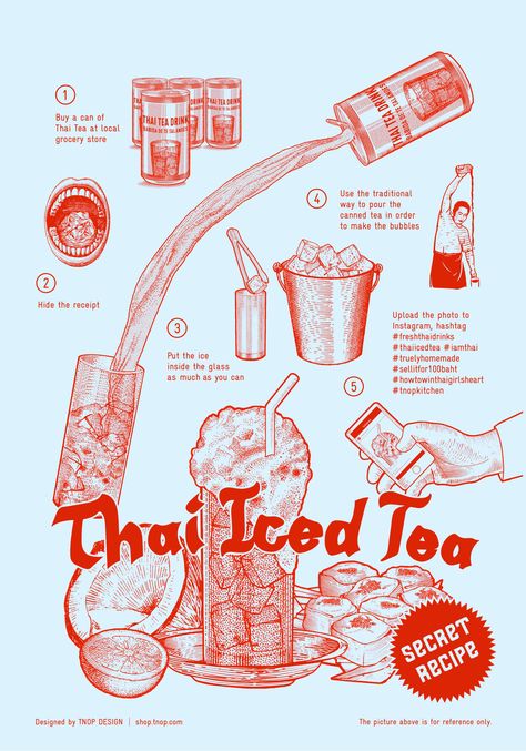 Thai Illustration Art, Recipe Infographic Design, Recipe Book Graphic Design, Recipe Design Graphic, Thai Illustration Graphics, Recipe Poster Design, Recipe Layout Design, Tea Illustration Design, Recipe Graphic Design