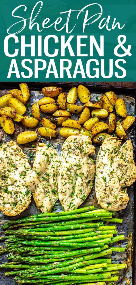 Sheet Pan Chicken And Asparagus, Simple Chicken Recipes, Sheet Pan Meals Chicken, Chicken And Asparagus, Sheet Pan Suppers, Sheet Pan Dinners Recipes, Sheet Pan Chicken, Asparagus Recipes, Chicken Asparagus