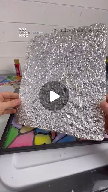 Emily Seilhamer on Instagram: "Tin foil craft HACK! 😱✨#artsandcrafts #crafting #stainedglass #easycrafts #tipsandtricks" Emily Seilhamer Art, Tin Foil Crafts, Jar Lid Crafts, Aluminum Foil Crafts, Tin Foil Art, Aluminum Foil Art, Aluminum Crafts, Tin Man, Tin Foil