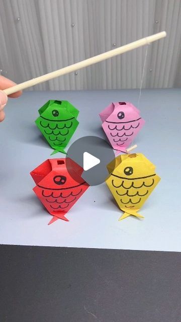 Fishing Craft Ideas, How To Make Fish With Paper, Fishing Crafts For Kids, Fish Games For Kids, Games With Paper, Fish Crafts For Kids, Paper Fish Craft, Fish Paper Craft, Fish Origami