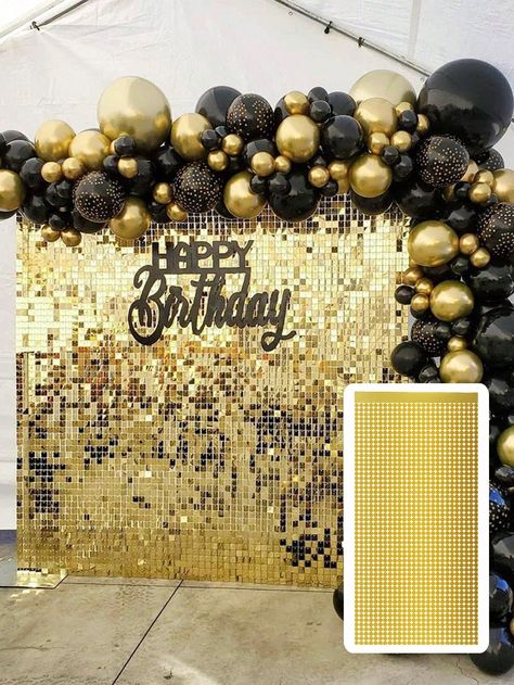 2pcs/Pack 39.4*78.7Inch Soild Metallic Background Curtain, Metallic Gold Plastic Square Tassel Curtain For Birthday, Wedding, Graduation, Holiday Party Background Decoration Gold    PET     Event & Party Supplies, size features are:Bust: ,Length: ,Sleeve Length: Pet Event, Black And Gold Balloons, Metallic Background, Party Photo Backdrop, Gold Backdrop, Tassel Curtains, Engagement Party Decorations, Black Balloons, Adult Birthday Party