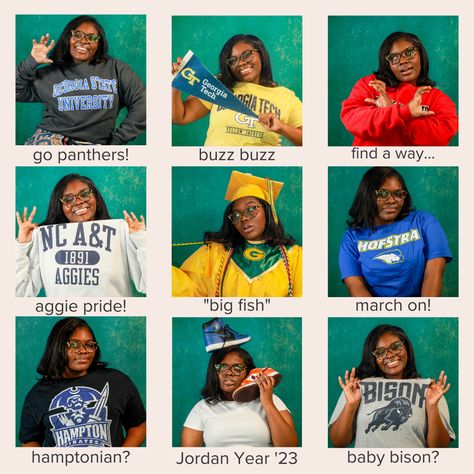 national decision day black girl yearbook photoshoot Baby Bison, Decision Day, College Pictures, Hampton University, Grad Photoshoot, Grad Pics, Georgia Tech, Senior Year, The Hamptons