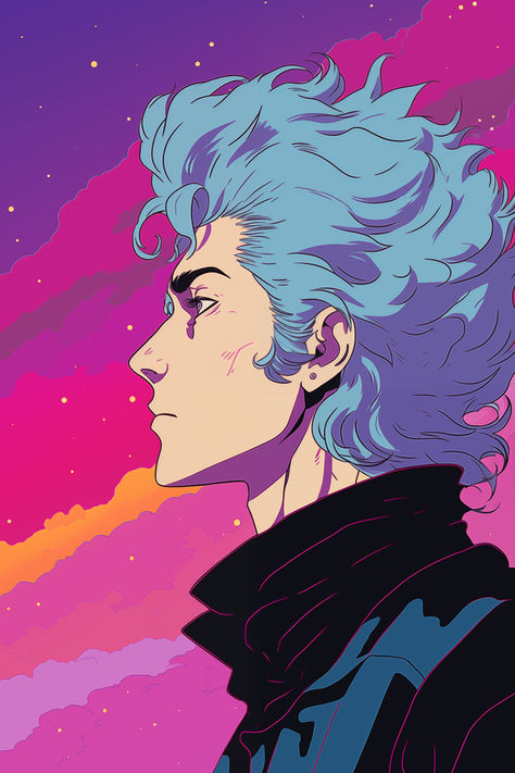 1980s anime film still + side-profile, close-up portrait, happy warlock on an exotic alien planet + style of colorful moebius, simple outlined minimalism, flat shading, soft flush, precise lines, comic art 1980s Anime, Anime Side Profile, Flat Shading, Alien Planet, Close Up Portraits, Comic Style, Side Profile, Comic Styles, Art Styles