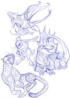 Graphite Dragons: 2016 Debris Sketch Page, Creatures Art, Creature Drawings, Unicorn Art, Super Busy, Mythical Creatures Art, Mythological Creatures, Creature Concept Art, Animal Sketches