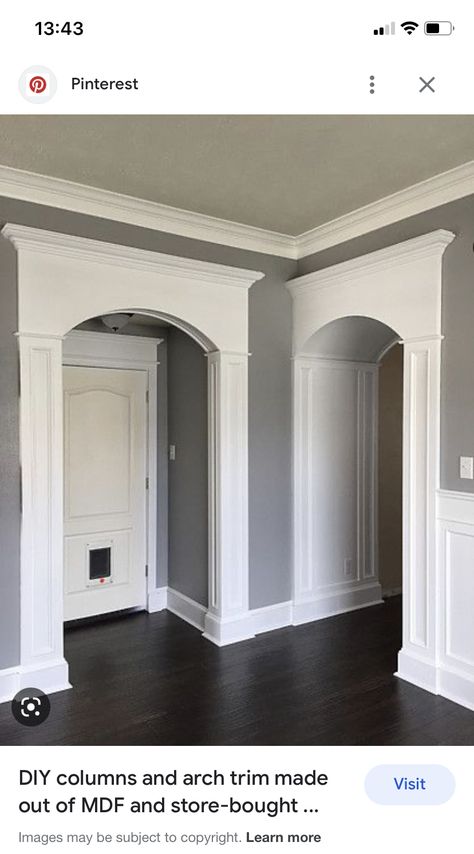 Diy Columns, Doorway Trim, Archway Molding, Interior Pillars, Corsican Mint, Archways In Homes, Arch Trim, Arch Molding, Window Molding