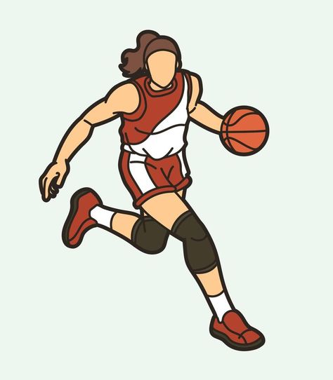 Basketball Female Player Running Action Cartoon Sport Graphic Vector Basketball Aesthetic Cartoon, Basketball Female, Action Cartoon, Woman Basketball, Basketball Illustration, Cartoon Basketball, Basketball Graphics, Basketball Cartoon, Sports Cartoon