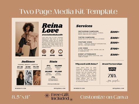 Media Kit Examples Business, Rate Card Influencer, Rate Card Design, Media Kit Examples, Media Kit Design, Influencer Media Kit, Rate Card, Instagram Campaigns, Social Media Content Planner