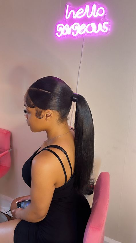 #ponytail #vpart #hairstyles #blackgirlshairstyles #inspo #pinterestinspired #supportsmallbiz #explore #trending #edges #quickweaves #barbieponytail #bookalook V Part Slick Back Ponytail, Barbie Pony, Black Girls Hairstyles Weave, Grad Hair, Hairstyles Weave, Barbie Ponytail, Slicked Back Ponytail, Sleek Ponytail Hairstyles, Weave Ponytail