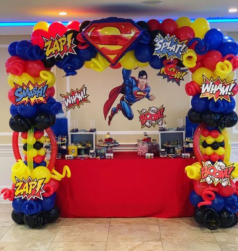 Superman Balloon Garland, Superman Birthday Party Decorations, Super Hero Party Decorations, Superman Party Decorations, Birthday Superman, Superman Birthday Party, Superhero Party Decorations, Superman Birthday, Lions Club