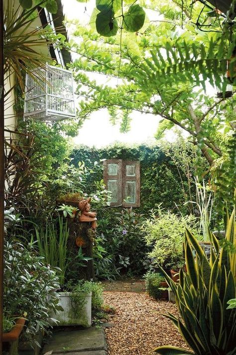 38 Stunning Ideas to Turn Your Boring Garden into a Cool Tropical Garden Small Tropical Gardens, Tiny Gardens, Small Courtyard, Tropical Garden Design, Small Courtyard Gardens, Tropical Backyard, Courtyard Gardens Design, Courtyard Gardens, Backyard Landscaping Plans