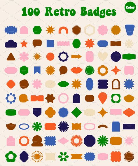 Graphic Shapes Design, Retro Graphic Design, Grafic Design, Badge Design, 70s Retro, Retro Pattern, Retro Prints, Vintage Graphics, Shape Design