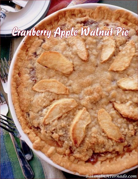 Cranberry Apple walnut pie Cranberry Walnut Pie Recipe, Cranberry Walnut Pie, Apple Walnut Pie, Walnut Pie Recipe, Cranberry Apple Sauce, Apple Cranberry Pie, Walnut Crust, Walnut Pie, Apple Custard